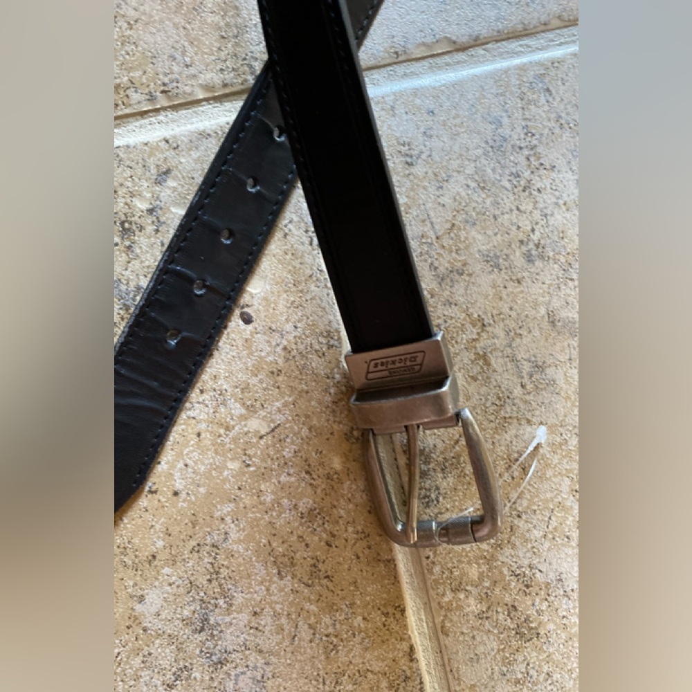 Dickies - Black 1”W faux leather belt with silver buckle, L (fits 28”-32… - Picture 3 of 6
